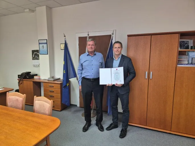 Odovzdávanie osvedčenia o zhode spoločnosti ODEVA, spol. s.r.o. Lipany